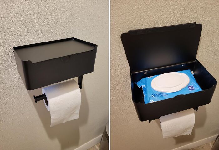 This Toilet Paper Holder Comes With A Shelf And Storage, Making It The Most Useful Thing In Your Bathroom!