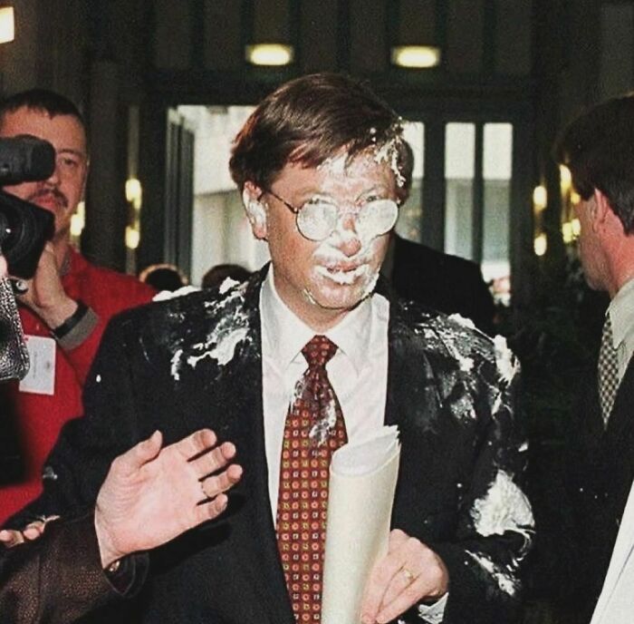 Bill Gates Gets A Pie Thrown At His Face