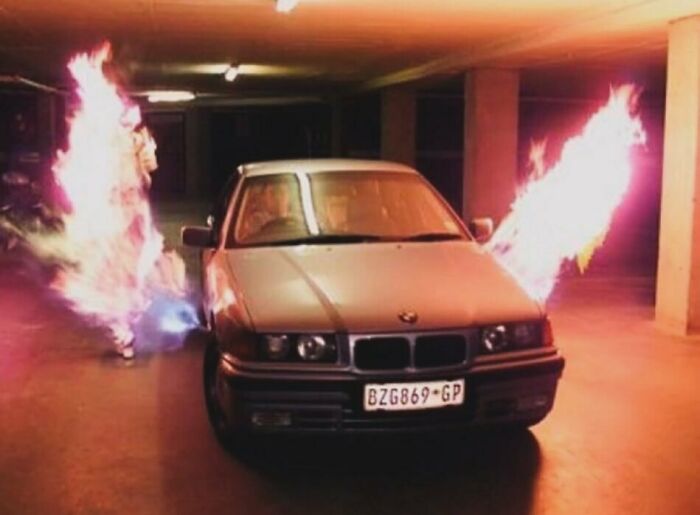 In 1998, South African Inventor Charl Fourie Introduced “The Blaster,” A Car-Mounted Flamethrower Designed To Deter Carjackers Amid Rising Crime Rates