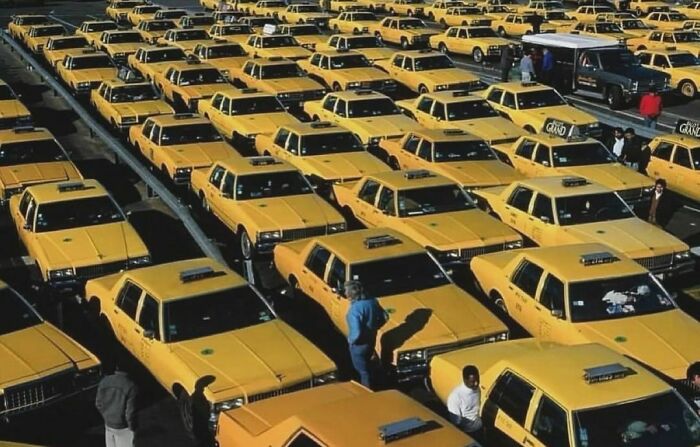 Nostalgic Photo From Jfk Airport {nyc} Of A Mass Of Yellow Taxis . (1991)