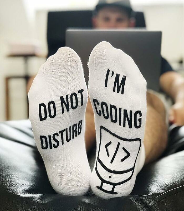 Keep Your Feet Cozy And Your Focus Sharp With 'Do Not Disturb' Coding Socks
