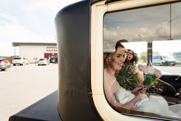 I Captured The Bride Visiting Costa Coffee On The Way To Her Wedding