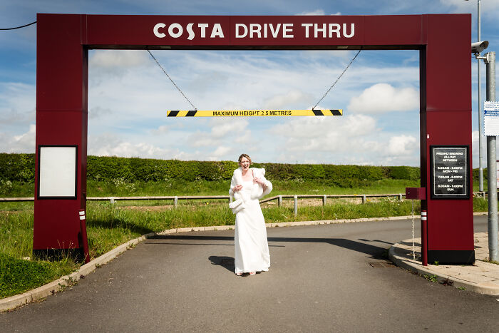 I Captured The Bride Visiting Costa Coffee On The Way To Her Wedding