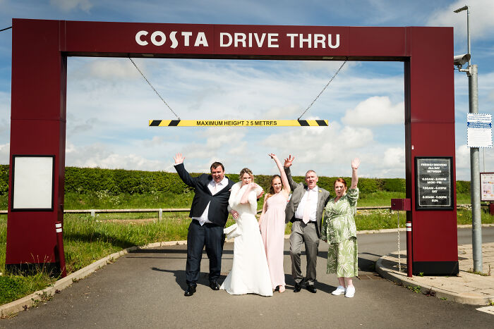 I Captured The Bride Visiting Costa Coffee On The Way To Her Wedding