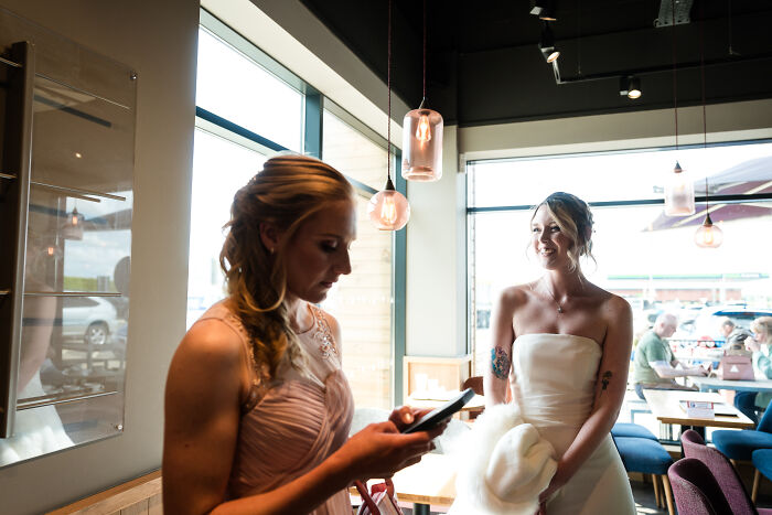 I Captured The Bride Visiting Costa Coffee On The Way To Her Wedding