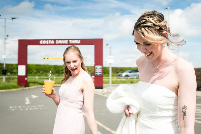 I Captured The Bride Visiting Costa Coffee On The Way To Her Wedding