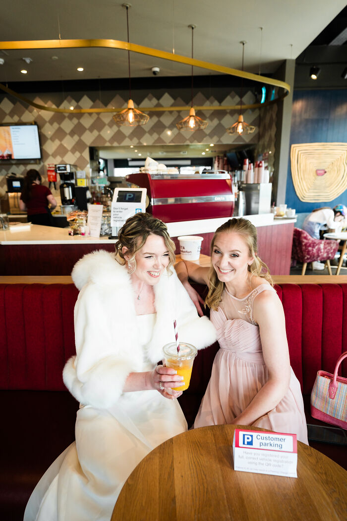 I Captured The Bride Visiting Costa Coffee On The Way To Her Wedding