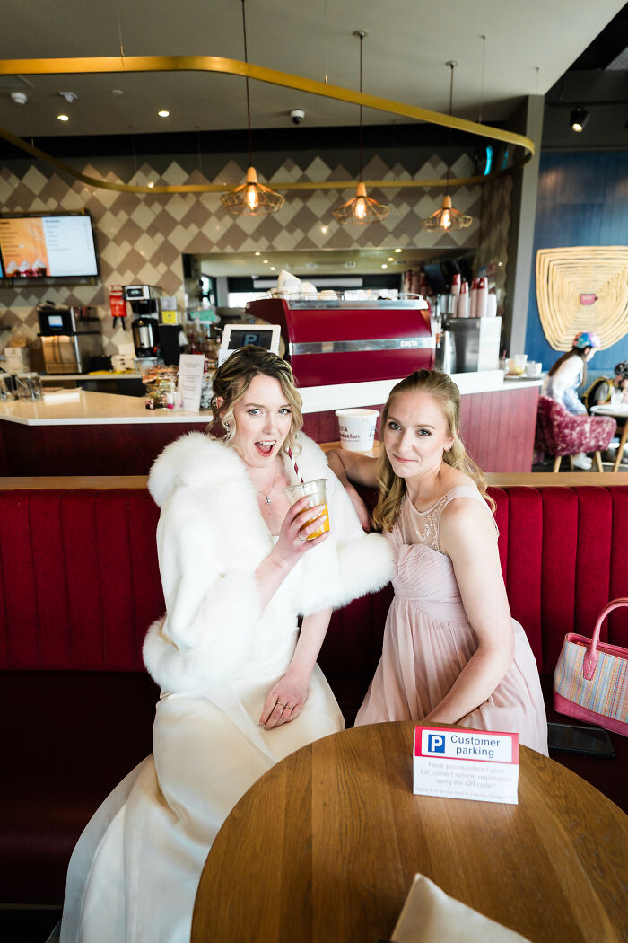 I Captured The Bride Visiting Costa Coffee On The Way To Her Wedding