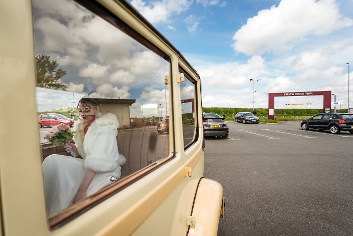 I Captured The Bride Visiting Costa Coffee On The Way To Her Wedding