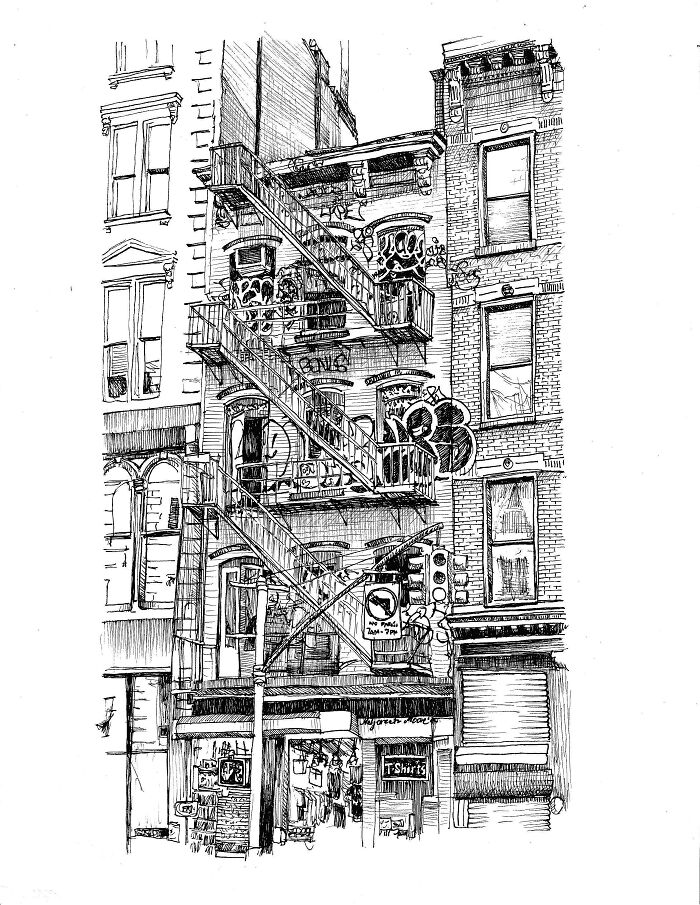 Ink Drawings Of NYC Cityscapes I Made This Year (14 Pics)