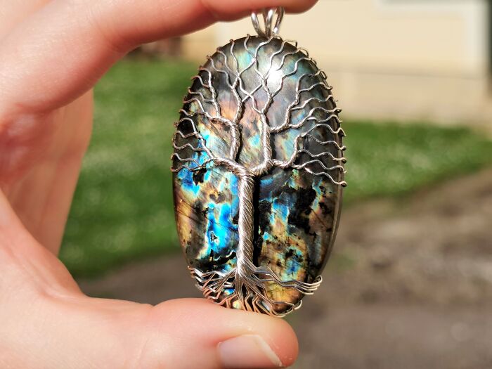 I Made A Tree Of Life Pendant With Wire And A Labradorite Gemstone