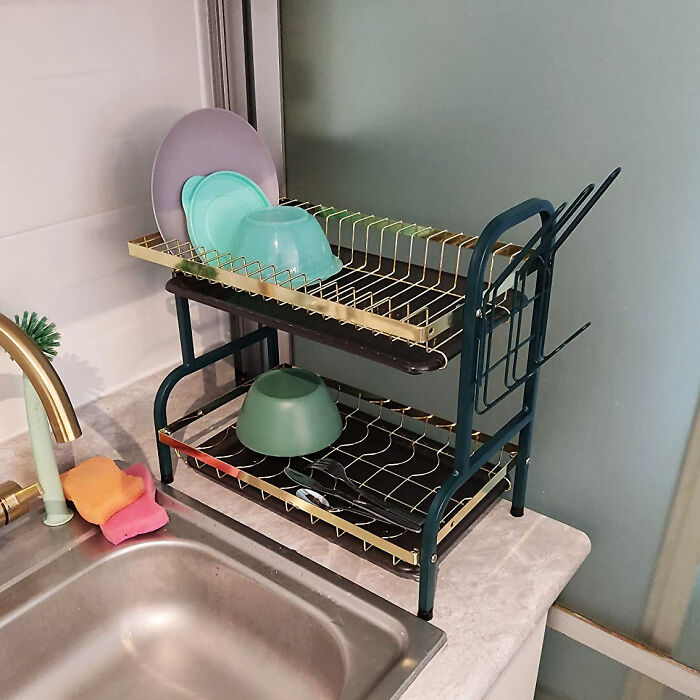 Dry Dishes In Style With A 2-Tier Dish Drying Rack For A Sleek Kitchen Look