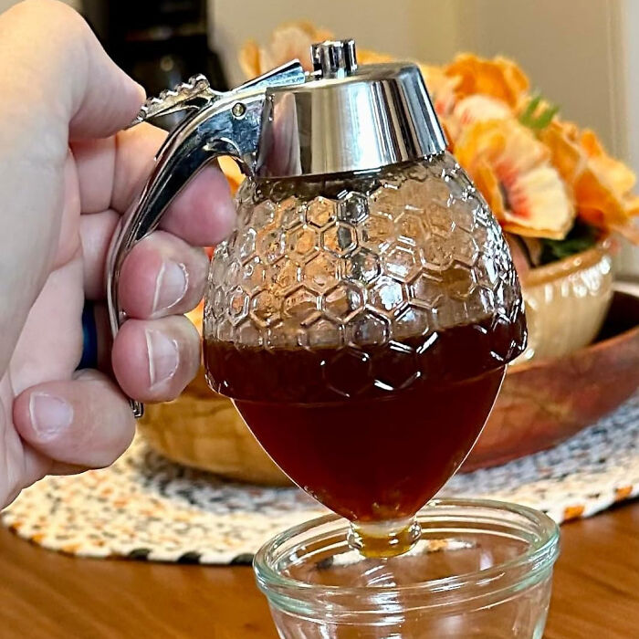  No Drip Glass Honey Dispenser : Because Busy Bees Don't Have Time To Clean Up Sticky Messes