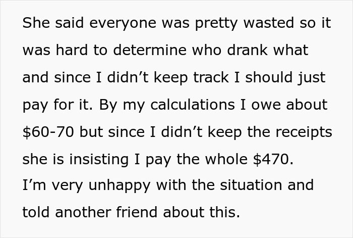 Woman Didn't Drink Alcohol, Refuses To Pay $470 Of Her 'Share' Of Bill, Asks If She's Wrong