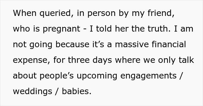 Woman Refuses To Be Subjected To Hours Of Marriage And Baby Talk, Skips Trip, Drama Ensues