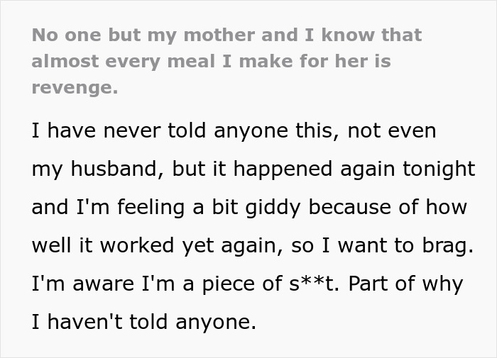 “No One But My Mother And I Know That Almost Every Meal I Make For Her Is Revenge”