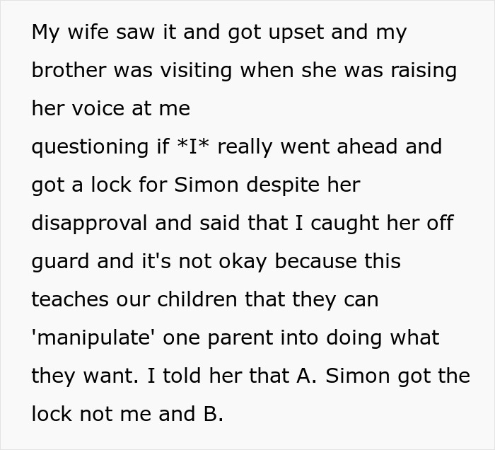 “[Am I The Jerk] For Telling My Wife ‘I Warned You’ When Our Son Got A Lock For His Room?”