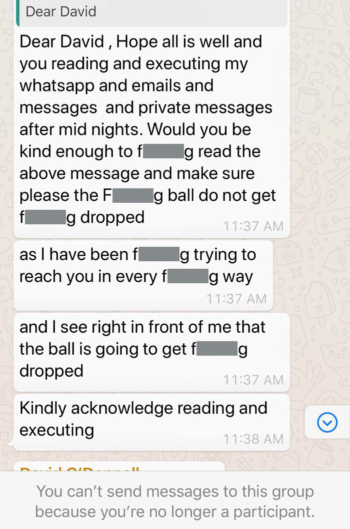 Message From The Boss In The Company Group Chat (Where All Employees Can See)