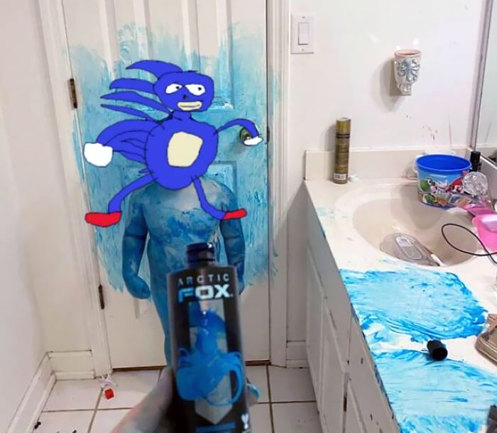 I Just Found My Son In The Bathroom Like This. "Like Sonic!" No Words. Yes, It's Hair Dye
