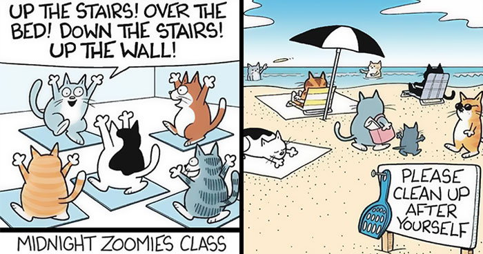 This Artist Sums Up Life With A Cat In His 40 Funny Cartoons