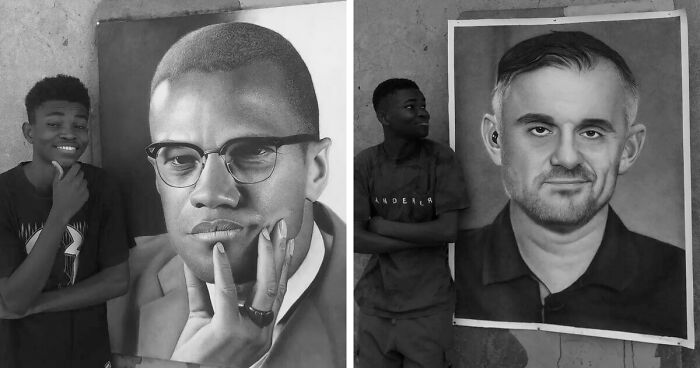 Young Nigerian Artist Draws Giant Hyper-Realistic Portraits Using Nothing But Charcoal (31 Pics)