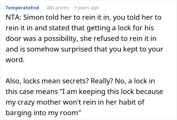 “[Am I The Jerk] For Telling My Wife ‘I Warned You’ When Our Son Got A Lock For His Room?”