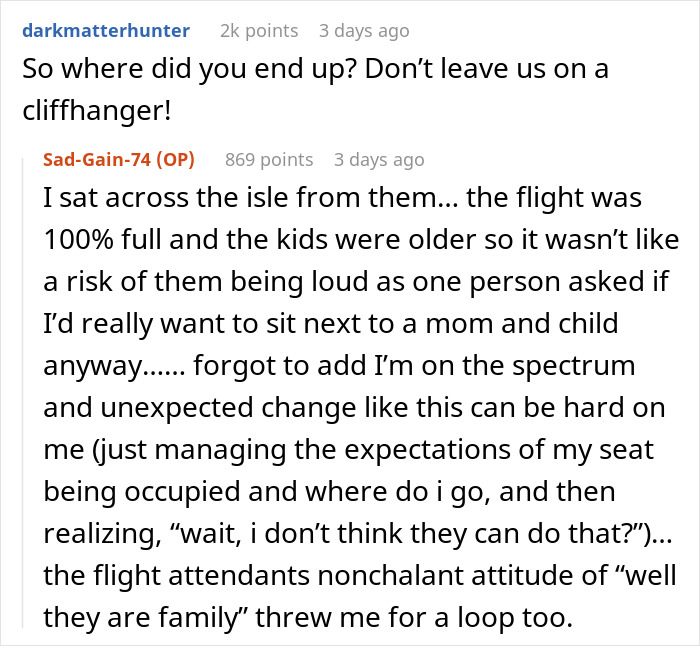 Person Gets Their Seat Stolen As Mother With Children Took It Over During Family Preboarding