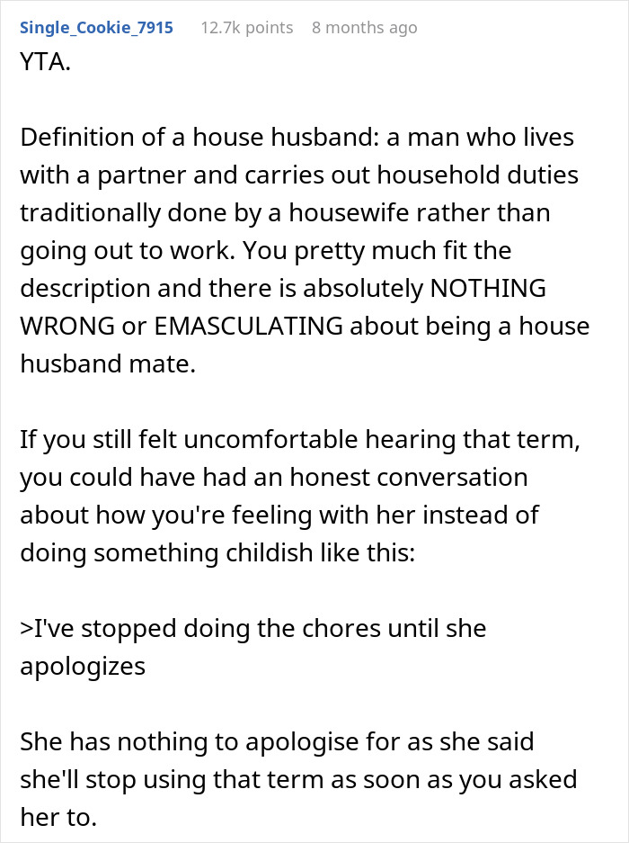 “House Husband” Feels Emasculated, Demands Wife Apologize Or He Won’t Do Any Housework