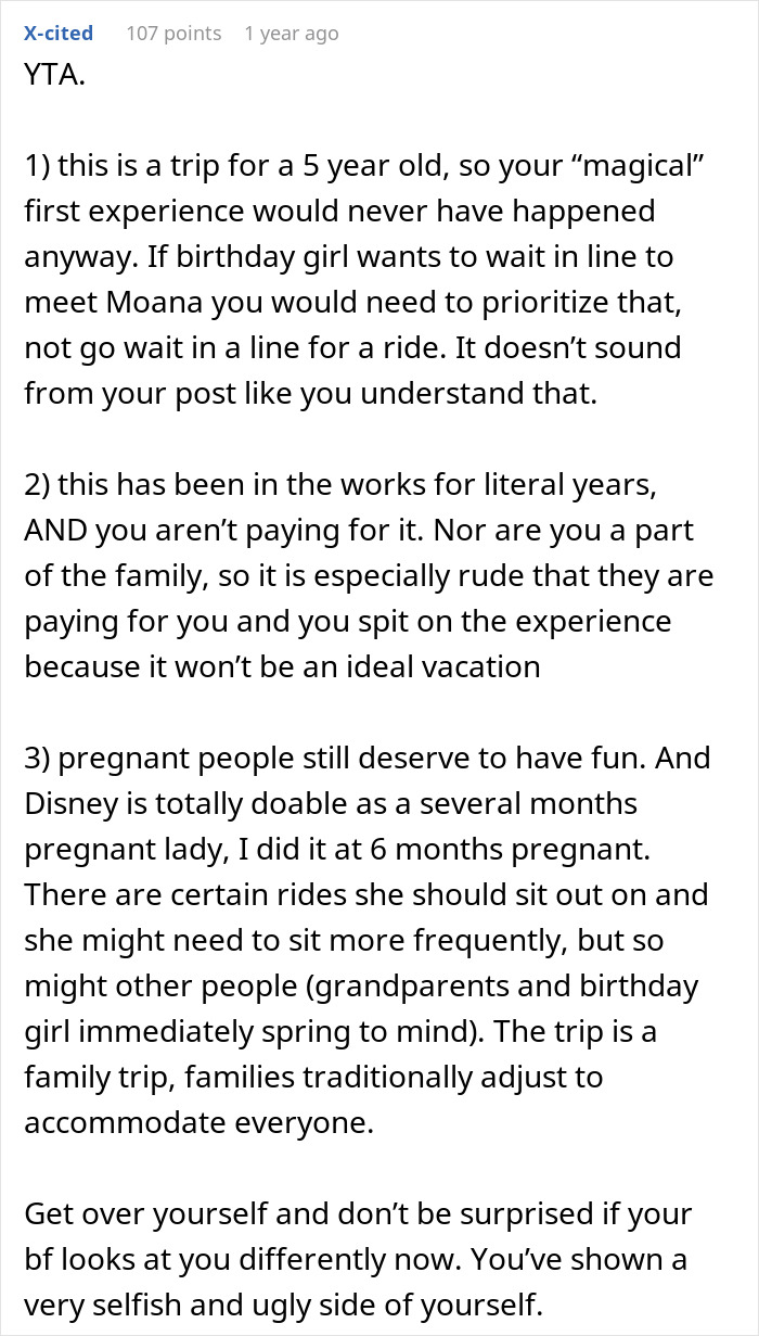 Guy Shames GF After Finding Out The Reason She Refuses To Go On A Disney Trip With His Family