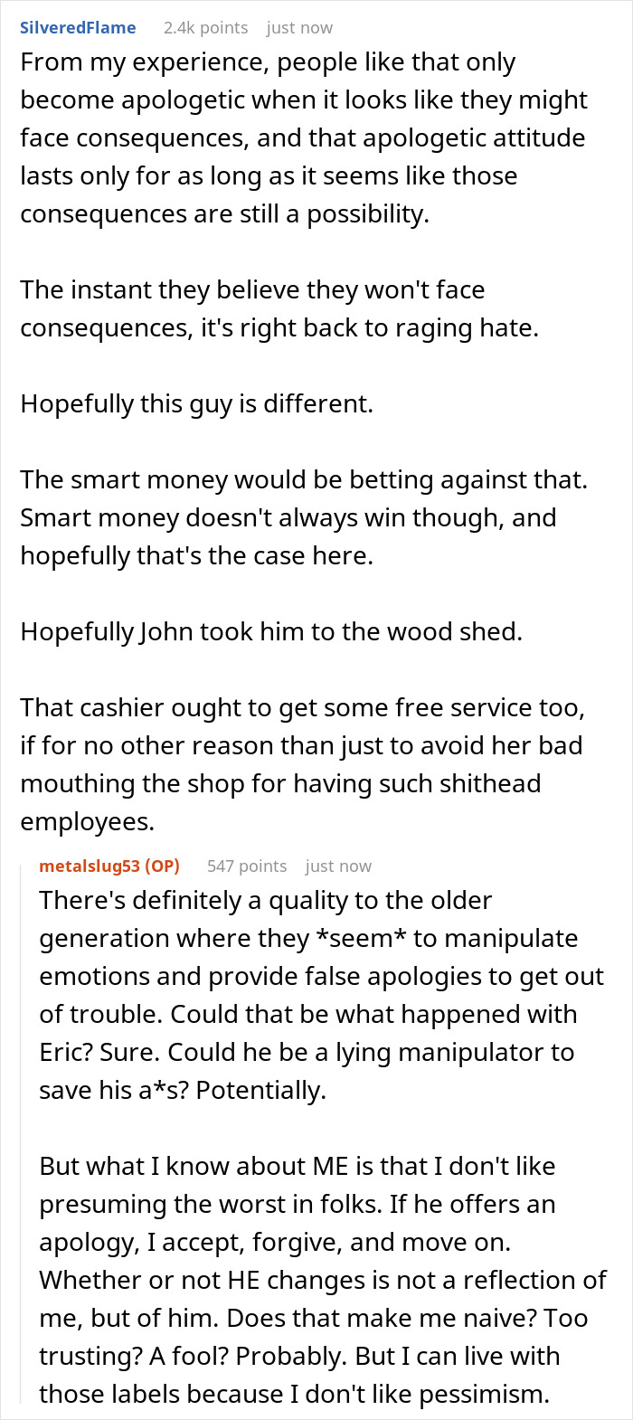 Boomer Thinks He Can Disrespect Cashier, Passerby Decides To Meet Him At His Job For A Lesson