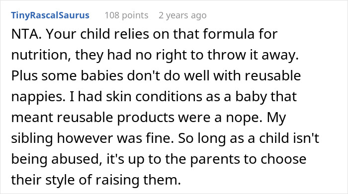 “AITA For Kicking SIL Out After She Threw Away Most Of My Single-Use Baby Products & Formula?”