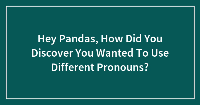 Hey Pandas, How Did You Discover You Wanted To Use Different Pronouns? (Closed)