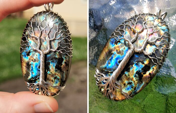 I Made A Tree Of Life Pendant With Wire And A Labradorite Gemstone