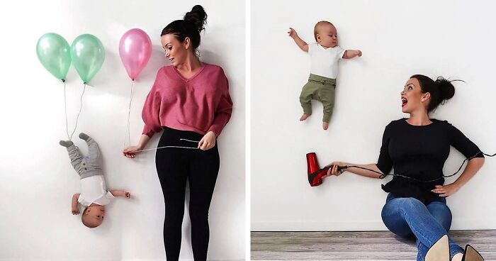 Mom Charms The Internet With A Genius Photoshoot Of Her With Her Baby (11 Photos)