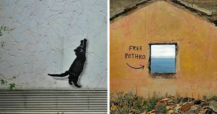 29 Pieces Of Street Art That Cleverly Interact With Their Surroundings By Oakoak (New Pics)