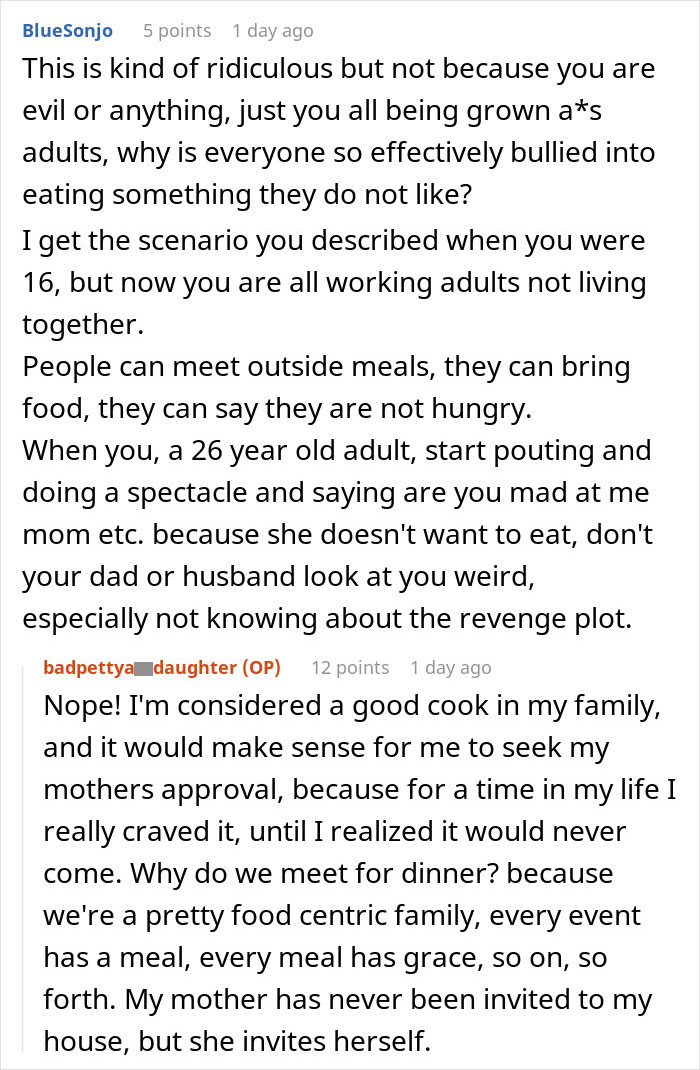 “No One But My Mother And I Know That Almost Every Meal I Make For Her Is Revenge”