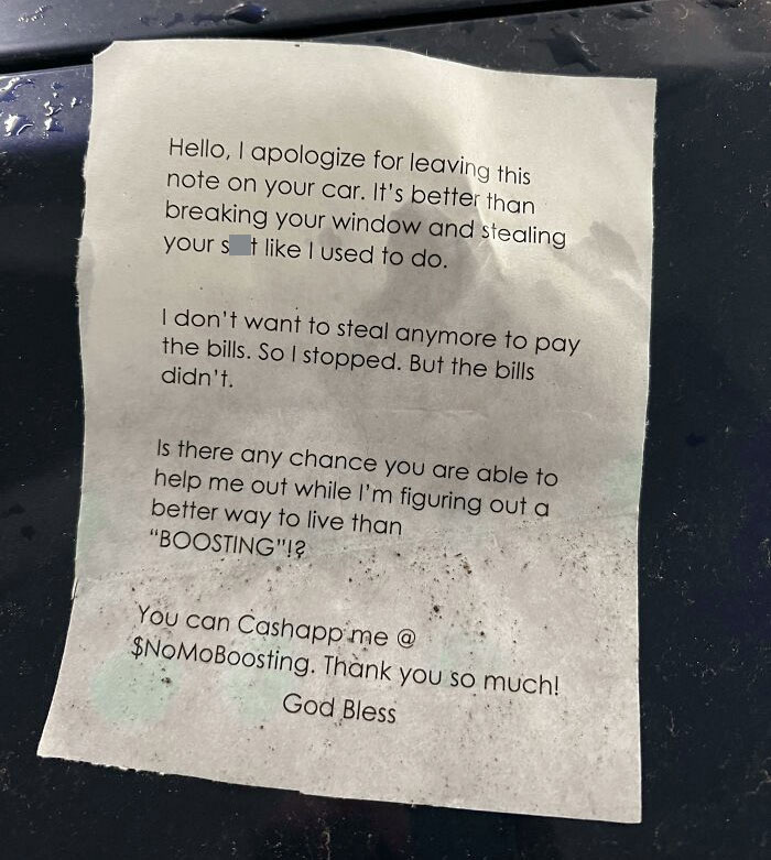 Today I Woke Up To This Note On My Car