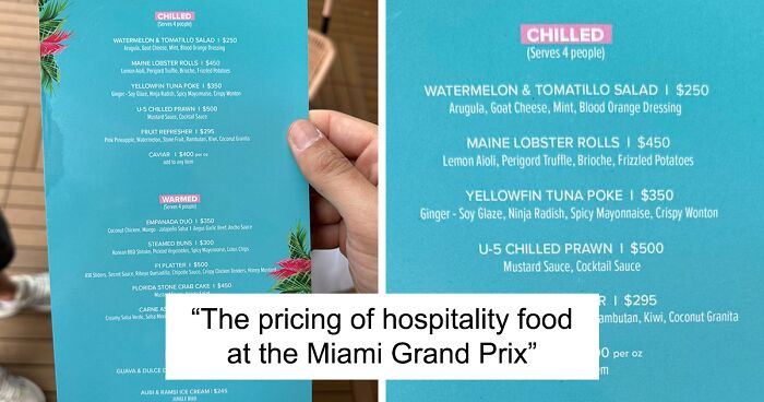 Food Prices Race Out Of Control As Formula One Fans Share Restaurant Menus