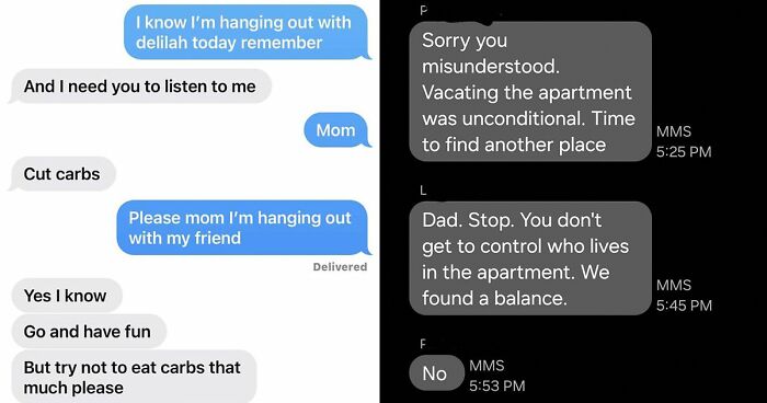 Appalling Texts Sent By Helicopter Parents Who Tried Controlling Adult Kids' Life (30 Examples)