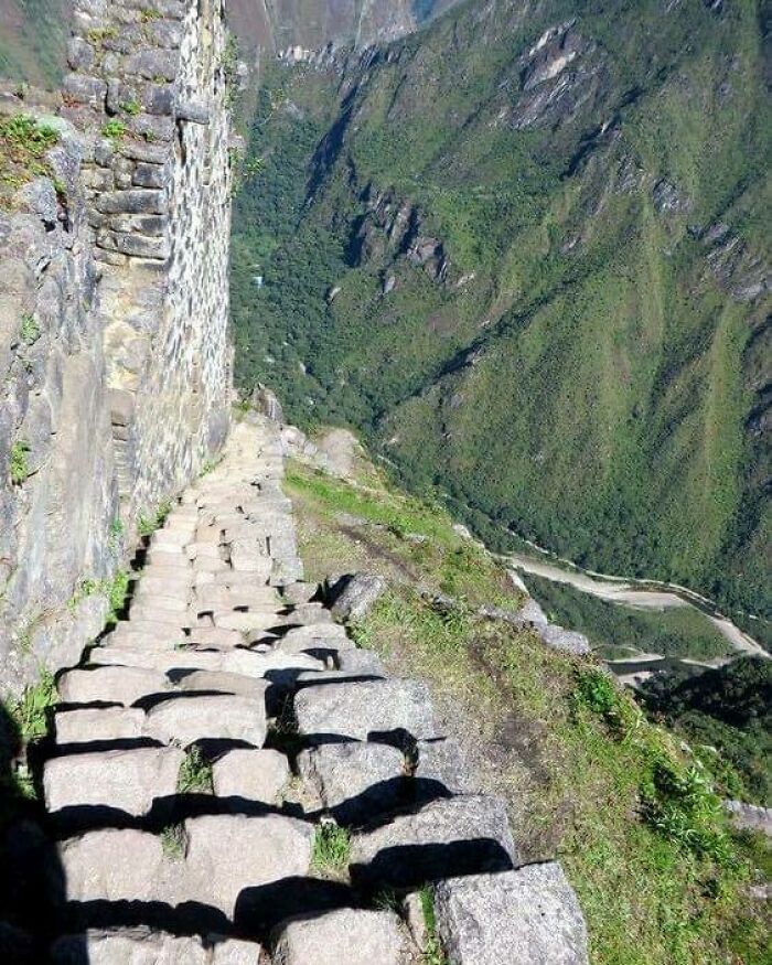 Huayna Picchu Stairs Of Death. Peru