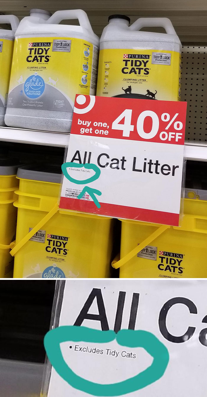 Way To Go Target. I Walked All The Way Down The Aisle After Seeing 5 Of These Signs, All Of Which Were Posted In Front Of Tidy Cats Litter