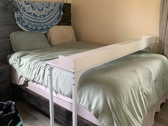 We Might Never Leave Our Bed Again If We Get Our Hands On This Overbed Table With Wheels 