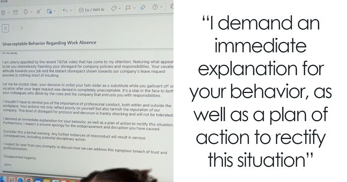 Woman Receives Stern Letter From Boss After Viral Video Suggested Her Twin Was Going To Work For Her