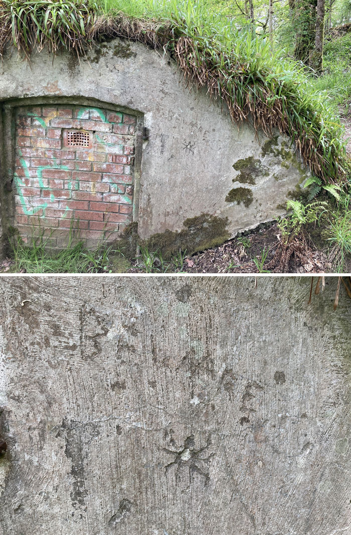 Bricked-Up Bunker In The Woods: It Says “Beware”. North Of Comrie, Scotland