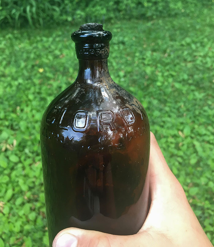 This 1932 Glass Clorox Bottle I Found In The Woods Behind My House With The Cork Still In It