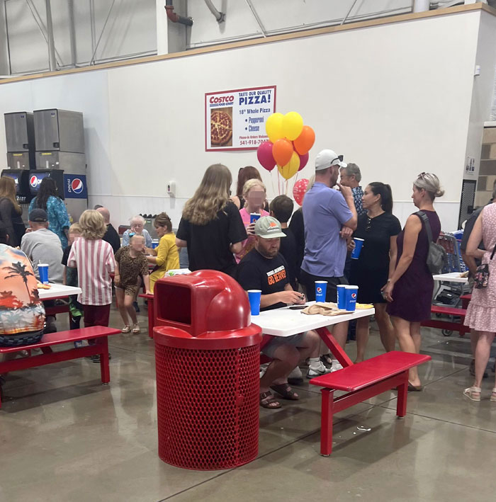 Birthday Party At Costco? I Went Through The Exit And Did A Double-Take. There Was A Full-On Birthday Party With Balloons And A "Happy Birthday" Tablecloth