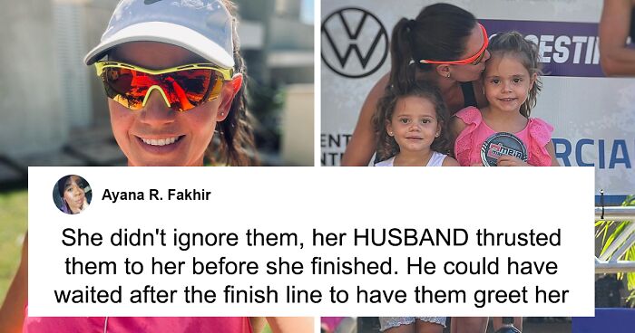 Marathoner Defends Her Husband Who Went Viral For Pushing Their Kids Before The Finish Line