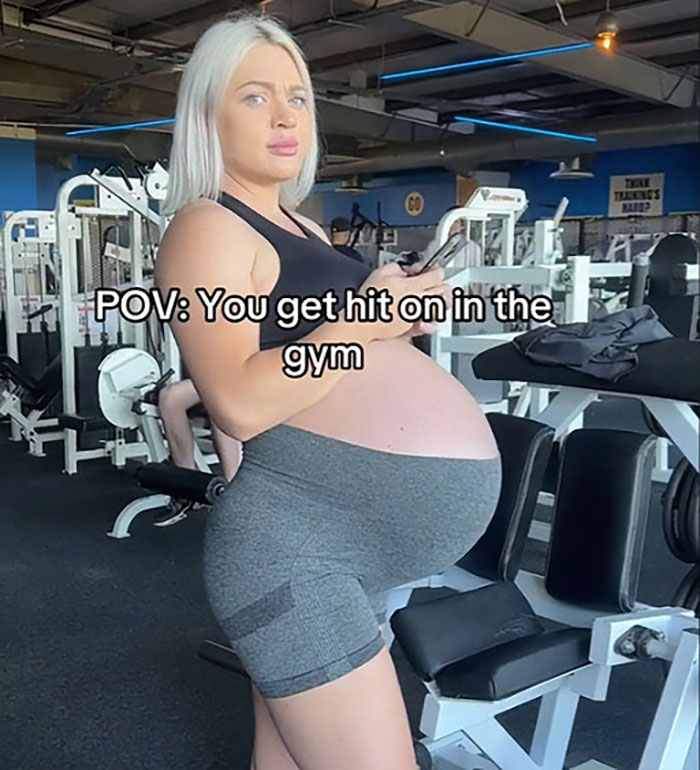 “Nothing Could’ve Prepared Me”: Woman Hilariously Uses Huge Baby Bump To Fend Off Men At The Gym