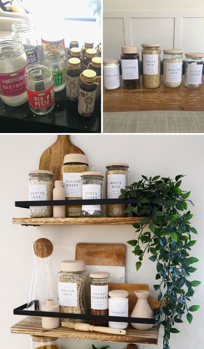 This Was A Really Fun Upcycling Project And Saved A Fortune On Glass Jars For My Pantry Shelves