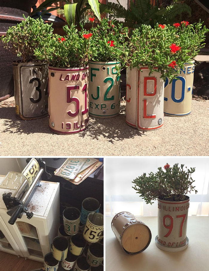 I Make Planters Out Of Old License Plates